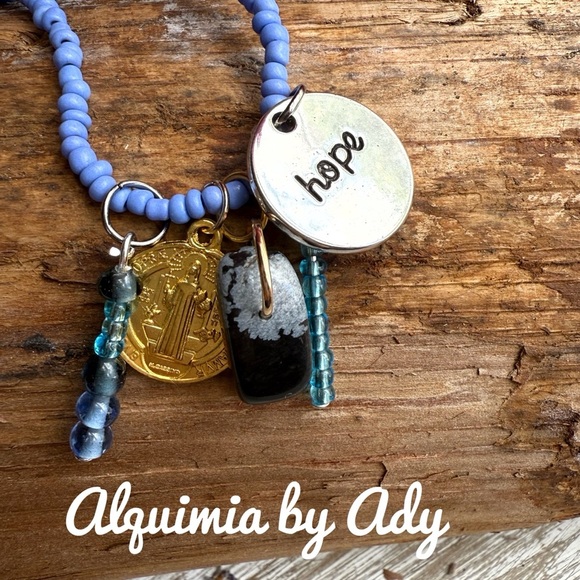 Alquimia by Ady Hope Necklace - Blue and Gold - Picture 1 of 4